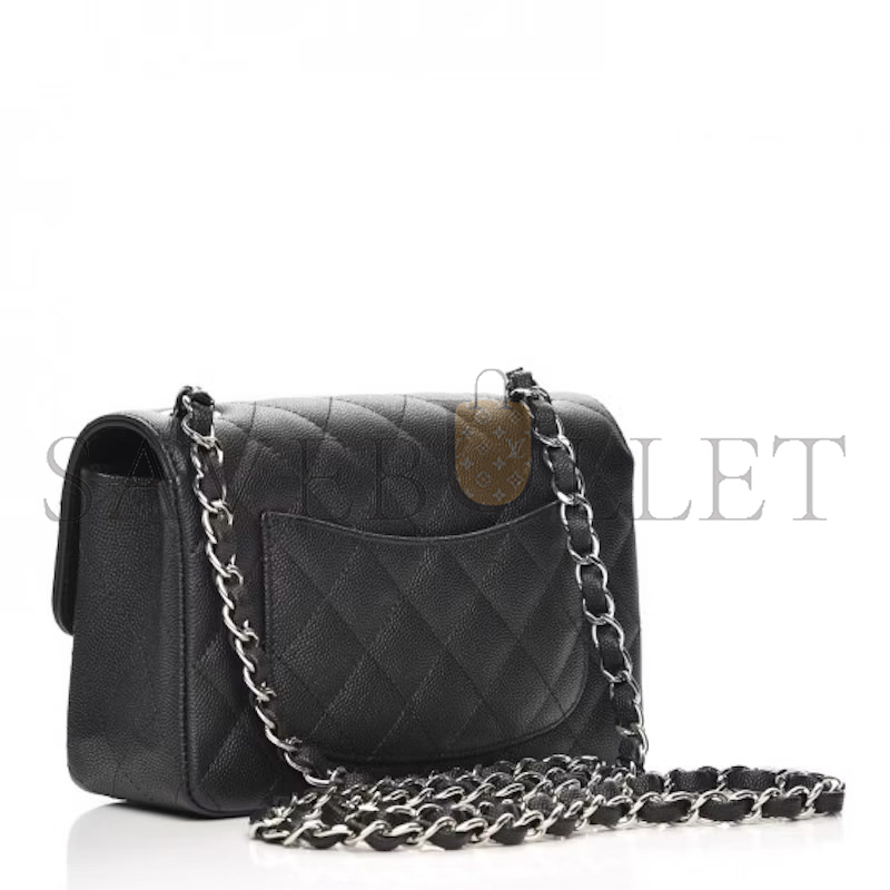 Ch**el MASTER CLASSIC DOUBLE FLAP QUILTED CAVIAR SILVER-TONE SMALL (20*13*6cm)